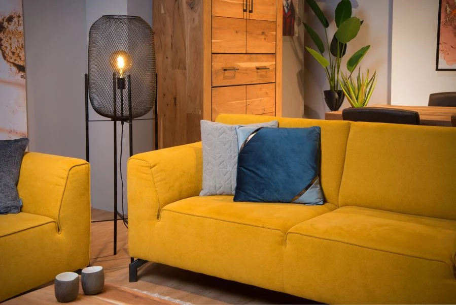 Lucide MESH - Floor lamp - Ø 35 cm - 1xE27 - Black - atmosphere 1